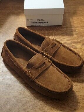 Quince Mens Essential Suede Driving Loafer - Whiskey brown